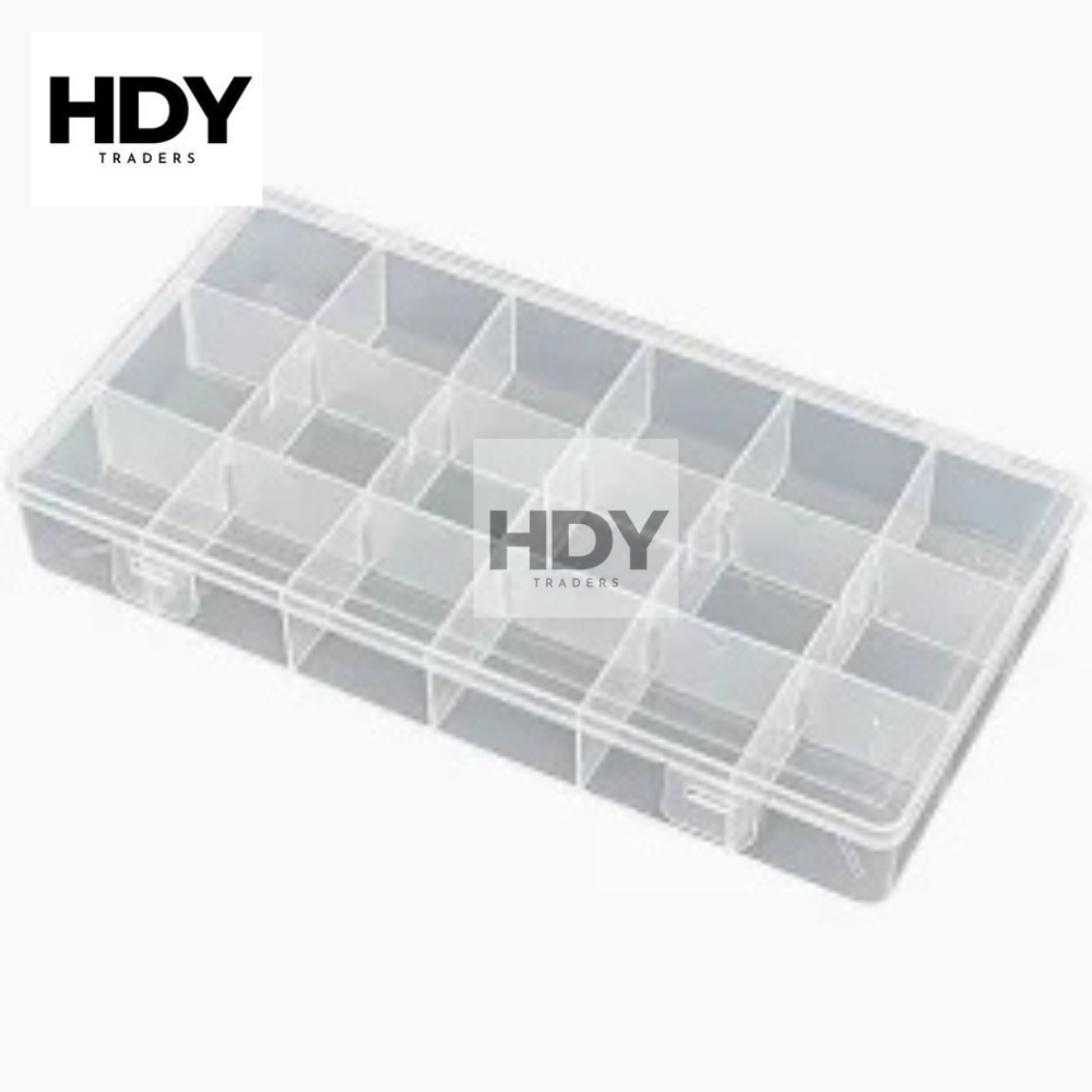 18-Grid Multi-Purpose Sewing Organizer Box | Clear Adjustable Storage Case