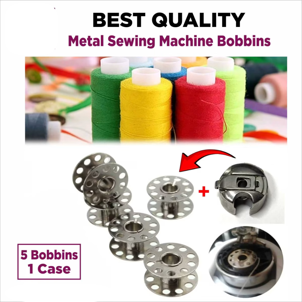 6-Piece Sewing Machine Set | 5 Bobbins (Firki) + 1 Free Bobbin Case1