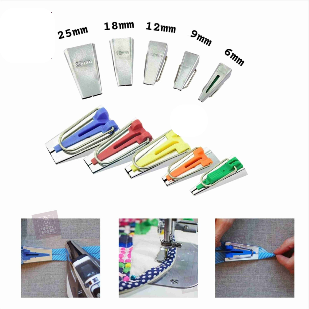5-Piece Bias Tape Maker Set (6mm–25mm) | Professional Fabric Binding Tool Kit